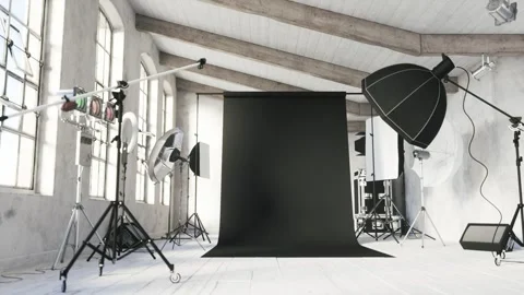 Interior of a professional studio shoot. Professional Photo Studio Stock Footage 334060334