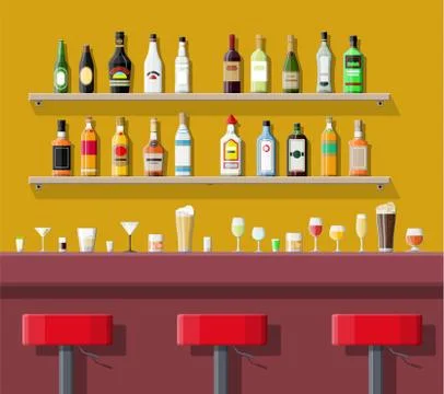 Interior of pub, cafe or bar. Stock Illustration