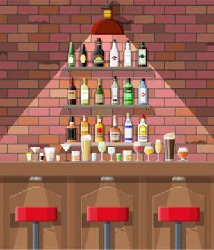 Interior of pub, cafe or bar. Stock Illustration