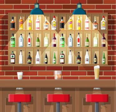 Interior of pub, cafe or bar. Stock Illustration