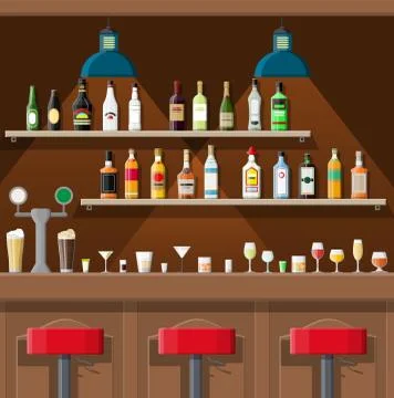 Interior of pub, cafe or bar. Stock Illustration