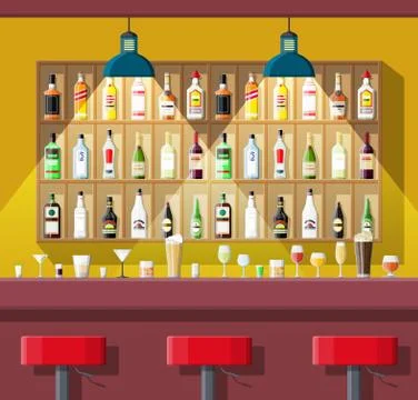 Interior of pub, cafe or bar. Stock Illustration