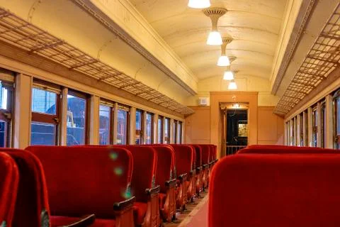 Interior of a pullman train of 1930's Stock Photos