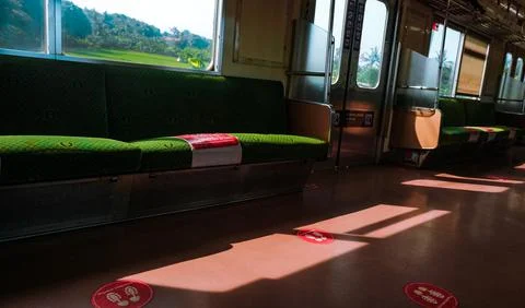 Interior of a quiet train from indonesia Stock Photos