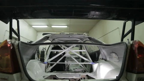 Interior of a racing car with roll cage Stock Footage 90131505