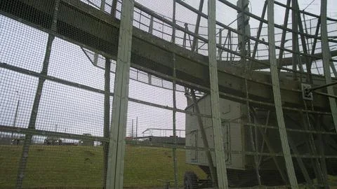 Interior radar with mesh framework, meshcovered radar structure with surrounding Stock Photos