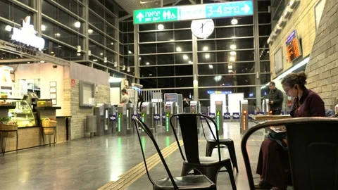 Interior of Railway station main hall. Beer -Sheva, Israel Stock Footage 104882017