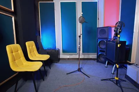 Interior of a recording studio, vocal training class and rehearsal space Foto stock