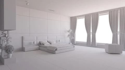 Interior render of a bedroom with some furinitures Stock Illustration
