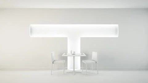 Interior rendering of a bar with one table and two seats Stock Illustration