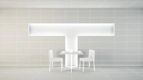 Interior rendering of a bar with one table and two seats Stock Illustration