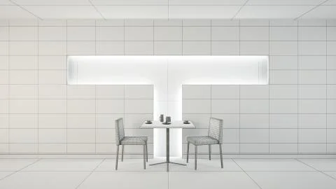 Interior rendering of a bar with one table and two seats Stock Illustration