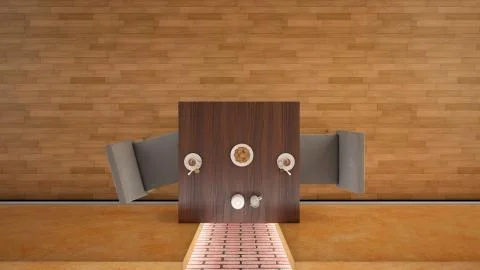 Interior rendering of a bar with one table and two seats Stock Illustration