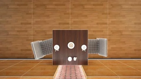 Interior rendering of a bar with one table and two seats Stock Illustration