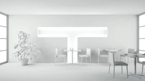 Interior rendering of a bar without textures Ilustração Stock