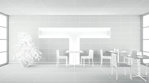 Interior rendering of a bar without textures Ilustração Stock