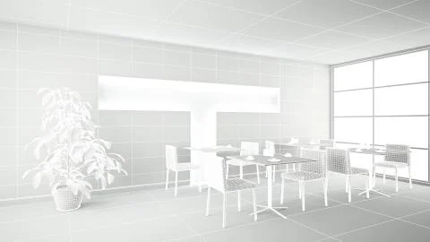 Interior rendering of a bar without textures Ilustração Stock