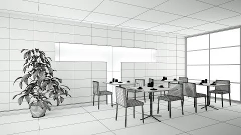 Interior rendering of a bar without textures Ilustração Stock