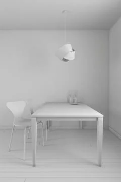 Interior rendering of a kitchen without textures Illustrazione stock