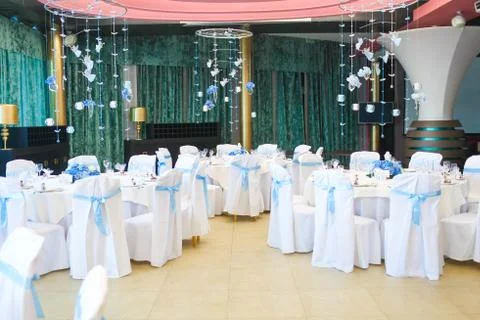 Interior of the restaurant, decorated Stock Photos