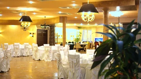 The interior of the restaurant. The interior design of the restaurant. Stock Footage 102172081