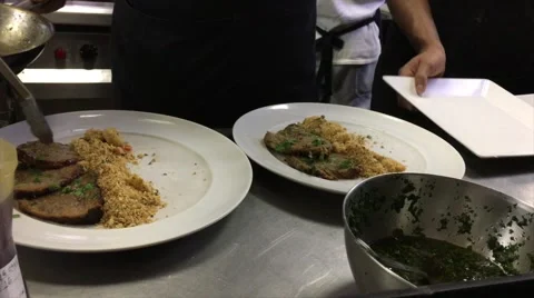 Interior of Restaurant Kitchen Stock Footage