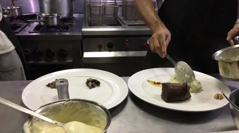 Interior of Restaurant Kitchen Stock Footage