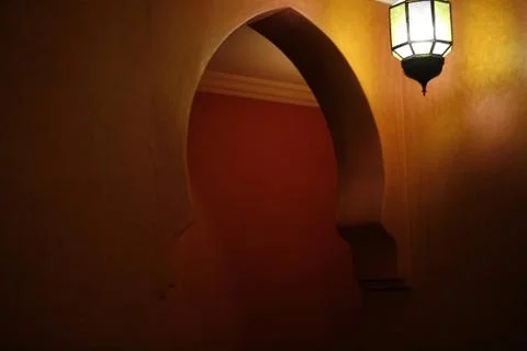 Interior of a restaurant in Morocco Stock Photos
