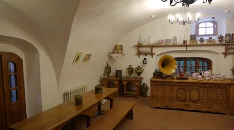 The interior of the restaurant in the old Russian style Stockbeeldmateriaal 54619341