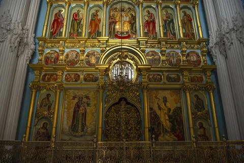 Interior of the Resurrection Cathedral. New Jerusalem Monastery. Moscow region Stock Photos