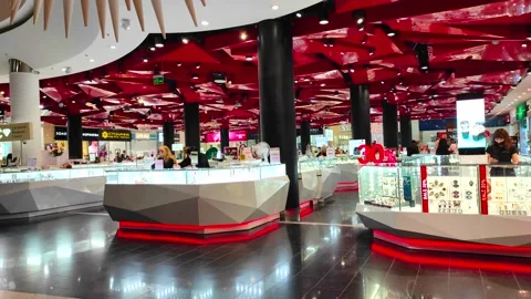 Interior of retail centre store. People shopping in mall center. Stock Footage 170697618