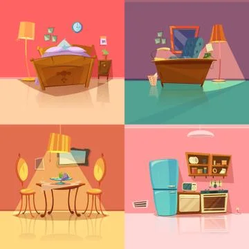 Interior Retro Set Illustrazione stock