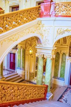 The interior in Rococo Style of Opera House, on May 17 in Odessa, Ukraine Stock Photos