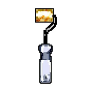 Interior roller paint game pixel art vector illustration Stock Illustration