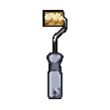 Interior roller paint pixel art vector illustration Stock Illustration