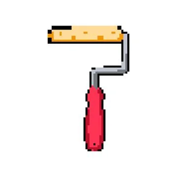Interior roller paint pixel art vector illustration Stock Illustration