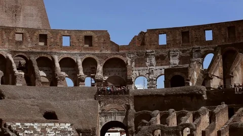 Interior of Roman Coliseum Stock Footage 78985084