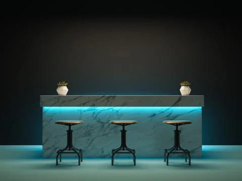 Interior room with bar counter 3D rendering Stock Illustration