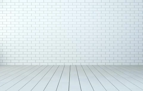 Interior room with brick wall and wooden floor 库存插图