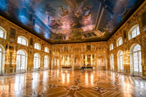 Interior room at Catherine Palace in Russia Stock Photos