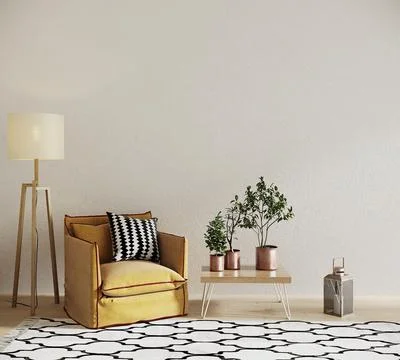 Interior of a room with a chair, 3d render Stock Illustration