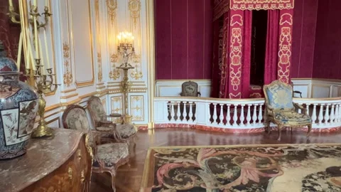 Interior of room of Chateau de Chantilly castle Stock Footage 229123031