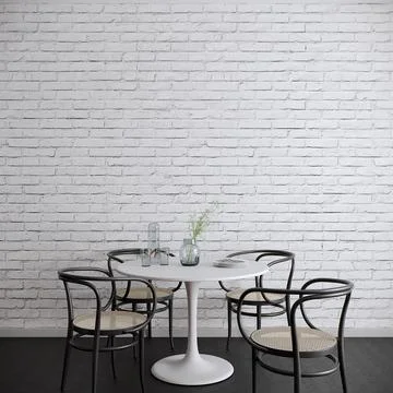 Interior of a room with a dining table, 3d render Stock Illustration