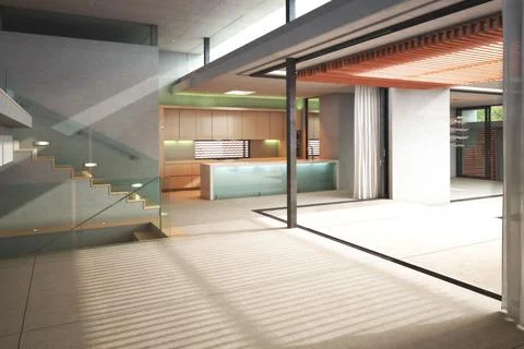 Interior room with patio Stock Illustration