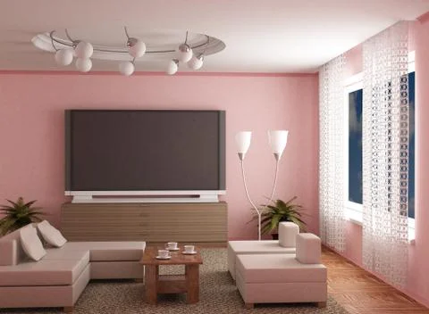 Interior of a room of rest. 3D image Stock Illustration