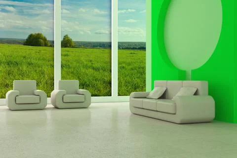 Interior of a room of rest. 3D image Illustrazione stock