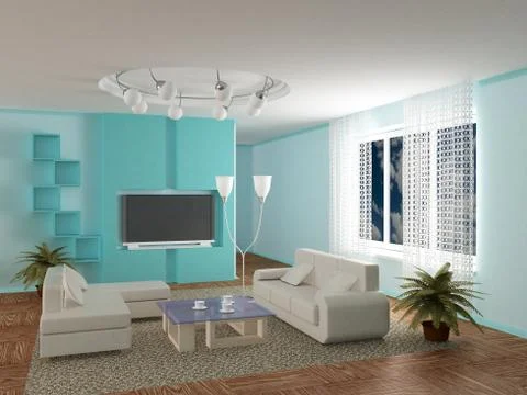 Interior of a room of rest. 3D image Stock Illustration