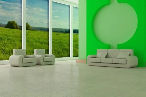 Interior of a room of rest. 3D image Stock Illustration