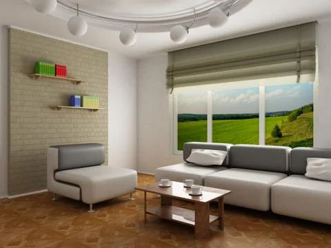 Interior of a room of rest. 3D image Stock Illustration