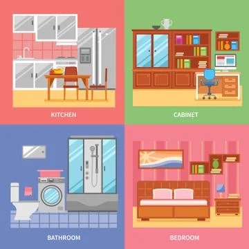 Interior Room Set Stock Illustration